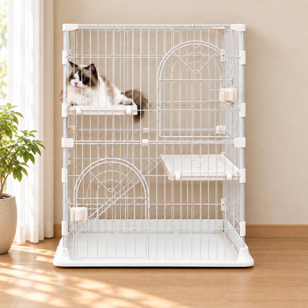 Amazon.co.jp: N&S 猫ケージ 2段 76×50.5×89cm 猫用 キャットケージ